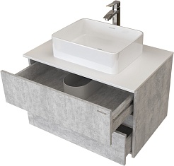 Grossman Мебель для ванной Эдванс 80 подвесная цемент светлый – фотография-5